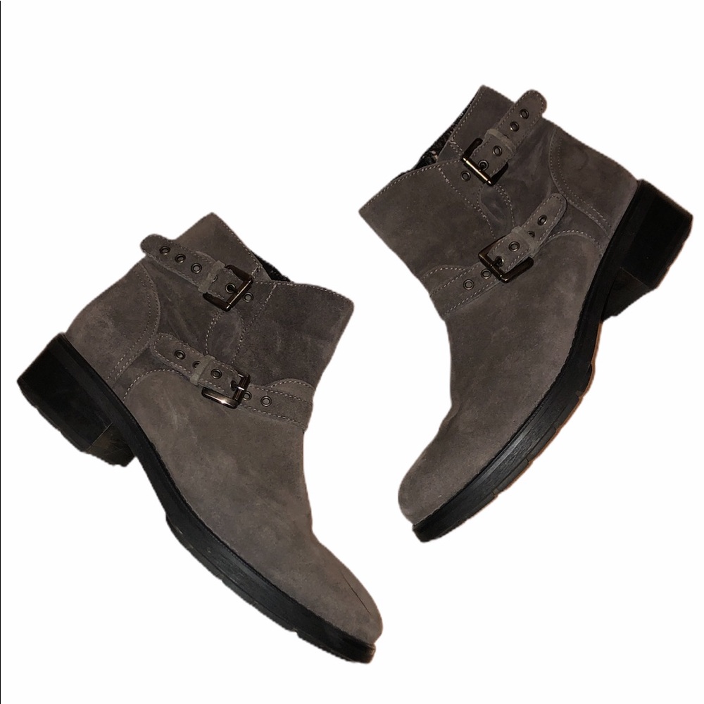 Aquatalia Water Resistant Suede Buckle ZIP Boots